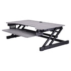Rocelco - Rehausseur de bureau ajustable de luxe extra-large de 37" assis-debout - Gris-Conception de réglage de la hauteur rapide, facile et stable : cadre en métal robuste avec poignée latérale facile à saisir et assistance par piston à gaz, peut soulever et abaisser jusqu'à 35 livres avec un réglage continu de la hauteur de 5" à 17" au-dessus du bureau pour optimiser la position de travail ergonomique pour les personnes de la plupart des tailles
