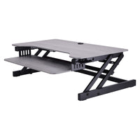 Rocelco - Rehausseur de bureau ajustable de luxe extra-large de 37" assis-debout - Gris-Conception de réglage de la hauteur rapide, facile et stable : cadre en métal robuste avec poignée latérale facile à saisir et assistance par piston à gaz, peut soulever et abaisser jusqu'à 35 livres avec un réglage continu de la hauteur de 5" à 17" au-dessus du bureau pour optimiser la position de travail ergonomique pour les personnes de la plupart des tailles