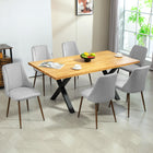 HOMCOM - Chaises de salle à manger avec revêtement toucher velours - gris - lot de 6-Pieds en acier à grain de bois massif avec traitement d’impression par transfert thermique offrant un soutien pour maintenir une position stable