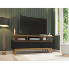 Manhattan Comfort - Meuble TV Yonkers 62,99 po style Mid-Century Modern - Noir et Cannelle-Recommandé pour un téléviseur jusqu'à 60 pouces