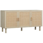 HOMCOM - Buffet boho 53,5 po L - bois naturel-Portes en rotin uniques avec une finition naturelle pour un style bohème 