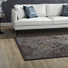 Modway - Westia Vintage turc orné Tapis de 5 pi l x 8 pi L - Brun foncé et bleu argenté-Dessous en caoutchouc rainuré de préhension 