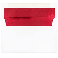 JAM Paper Enveloppes d'invitation A9 doublées d'aluminium - 5,75 x 8,75 po - Blanc avec feuille rouge - paquet de 50-Couleur : blanc avec doublure en aluminium rouge, La feuille donne à l’enveloppe une brillance naturelle
