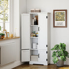 HOMCOM - Armoire de cuisine garde-manger 60 po avec étagères - blanc-4 portes indépendantes sont contrôlées séparément, chacune équipée d'une poignée et de deux charnières 