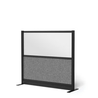 Luxor - Mur modulaire 53 x 48 - Cadre noir large, fenêtre givrée, PET gris frais-Crée une intimité semi-permanente dans les espaces partagés