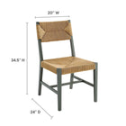 Modway - Bodie Chaise à manger - Gris clair naturel-Siège et dossier en corde de papier tissée