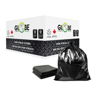 Globe Commercial - Sacs poubelle utilitaires - 56 x 61 cm - Noirs - Paquet de 500-Le dessus ouvert peut être attaché facilement