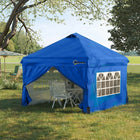 Outsunny - Tente auvent pliante 10 pi l x 10 pi L - Abri soleil instantané - Bleu-Toit Oxford résistant avec revêtement argenté bloquant la plupart des rayons nocifs