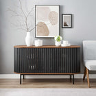 Modway - Fortitude Ovale de 59" Buffet - Noir noyer-Conception élégante de bandes en bois