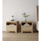Manhattan Comfort - Lot de 2 tables de chevet Sheridan 21,63" style mid-century moderne - Nature-Matériau de canne en PVC de haute qualité avec cadre en MDF finition mélaminée