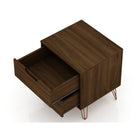 Manhattan Comfort - Rockefeller commode et table de chevet style milieu du siècle moderne - marron - ensemble de 2-10