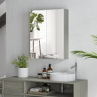 HOMCOM - armoire à pharmacie murale avec miroir - gris-Miroir frontal offrant une commodité pour votre toilette ou rasage du matin   