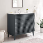 Modway - Render 36" Vanette de salle de bain - Gris blanc-Coiffeuse à grains de noyer