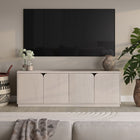 Hudson&Canal - Meuble TV Fitzroy pour téléviseurs jusqu'à 78" - Blanc aulne-Fabriqué à partir de matériaux MDF robustes dans une finition blanche imitation bois d'aulne