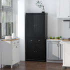 HOMCOM - Armoire de cuisine haute avec tiroir - noir-Son grand tiroir et sa conception à 6 niveaux offrent un espace de rangement généreux 