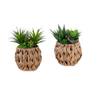 Monarch Specialties - 9369 Succulente Artificielle 9" de Haut - Panier Tissé Marron - Ensemble de 2-Cet ensemble de 2 plantes artificielles présente des succulentes artificielles de 9" de haut conçues pour ajouter texture et chaleur à toute table ou surface