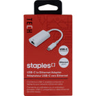 Staples  - Adaptateur USB-C à Ethernet-Universel - Compatible avec toutes les marques d'appareils munis d'un port USB-C et de câbles Ethernet munis de connecteurs RJ45