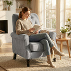 HOMCOM - Fauteuil d’appoint style milieu du siècle moderne avec assise épaisse rembourrée pour chambre - gris-Assemblage facile requis  