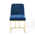 Modway - Amplify Base de traîneau Performance Velvet Fauteuil d’appoint de salle à manger - Marine d’or-8