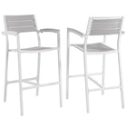 Modway - Maine Terrasse extérieure Tabouret de bar - Blanc gris clair - Ensemble de 2-Tabouret de bar extérieur moderne