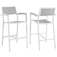 Modway - Maine Terrasse extérieure Tabouret de bar - Blanc gris clair - Ensemble de 2-Tabouret de bar extérieur moderne
