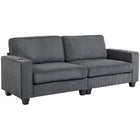 HOMCOM - Canapé 3 places avec coussin à ressorts et porte-gobelet pour chambre - gris foncé-Les coussins d’assise à ressorts avec mousse haute densité gardent leur forme dans le temps 