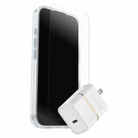 OtterBox - Protection+Power Kit (Symmetry MagSafe a/Glass + Wall Charger 30W White) pour iPhone 17 - Transparent-Étui MagSafe transparent Symmetry