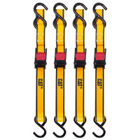 CAT - Ensemble de 4 sangles à came - 16 pi x 1 po-Sécurisez votre cargaison en toute confiance - cet ensemble de sangles à came 4 pièces offre une limite de charge de travail de 400 lb (résistance à la rupture de 1 200 lb) par sangle pour des performances d'arrimage fiables au quotidien