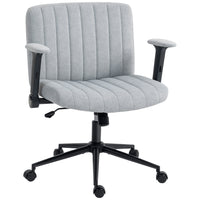 HOMCOM - Fauteuil de bureau large à croisillons avec accoudoirs et roulettes - gris-Large siège en forme de U avec sensation de velours permettant de s’asseoir confortablement en tailleur pendant de longues journées de travail 
