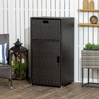 Outsunny - Armoire de rangement de patio avec tiroir panier, brun foncé-Cadre en métal avec revêtement en poudre, résistant à la rouille et conçu pour une utilisation extérieure durable