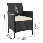 Manhattan Comfort - Ensemble de salon de patio moderne Imperia pour 2 personnes avec table d’appoint - gris et crème - ensemble de 3 pièces-Table d’appoint avec verre trempé amovible de 5 mm