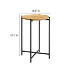 Modway - Xilo Bois et métal ronds Table d’appoint - Chêne-Dessus en bois massif de manguier
