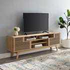 Modway - Render 71 po Meuble téléviseur multimédia, Chêne-Console multimédia pour téléviseurs jusqu’à 78 po