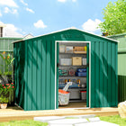 Outsunny - Abri de rangement extérieur 8 pi x 6 pi, avec portes coulissantes, vert-Toit en pente empêchant l'accumulation d'eau
