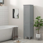 Kleankin - armoire de rangement de salle de bain haute avec étagères réglables - gris-Trois étagères dans les deux armoires sont réglables, vous offrant plus de flexibilité de rangement 