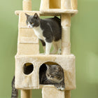 PawHut - Arbre à chat 68 po, tour grande à plusieurs niveaux, condo - beige-Comprend 3 jouets pompons suspendus en forme de souris 