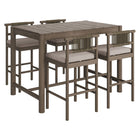 Modway - Eleni 5 pièces Terrasse extérieure Bois de teck Bar Set - Caillou gris vieilli-Ensemble de meubles en bois de teck