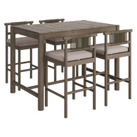 Modway - Eleni 5 pièces Terrasse extérieure Bois de teck Bar Set - Caillou gris vieilli-Ensemble de meubles en bois de teck