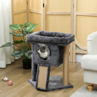 PawHut - Arbre à chat, petite tour avec perchoir, poteau à griffer - gris foncé-Fabriqué avec un cadre en panneau de particules solide et stable 