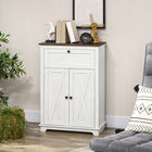 HOMCOM - Armoire de rangement 23,6 po L pour cuisine de style ferme - blanc-Structure solide en MDF avec revêtement en mélamine pour une plus grande stabilité 