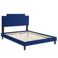 Modway - Liva Performance Velvet Lit King, Marine-Lit de plateforme King