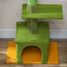 PawHut - Arbre à chat du sol au plafond 90,5 po-108 po hauteur réglable - vert-Poteau supérieur, base stable et kit anti-basculement pour assurer la sécurité 