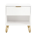 Manhattan Comfort - Table de nuit moderne DUMBO 20,07" à 1 tiroir - Blanc-Moderne-contemporain avec une touche de glamour - Table de nuit pour chambre et salon