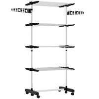 HOMCOM - Séchoir à vêtements 4 niveaux avec ailes latérales et roulettes pour intérieur/extérieur - noir-Avec 25,5 po (64,8 cm) d’espace pour le séchage des vêtements à l’intérieur 