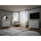Manhattan Comfort - Rockefeller commode 3 tiroirs style milieu du siècle 35,24" - blanc - lot de 2-Choisissez le design de votre poignée lorsque le produit est chez vous Option pour une poignée découpée ou un look affleurant
