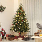 HOMCOM - Arbre de Noël artificiel de 6 pieds avec lumières LED - arbre de Noël-Les branches faciles à façonner s'ouvrent automatiquement et se divisent en sections, ce qui simplifie l'assemblage 