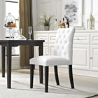Modway - Duchess Bouton touffé Cuir végane Chaise à manger - Blanc-Pieds en caoutchouc massif