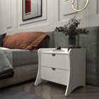 Manhattan Comfort - Table de nuit Coney 19,68" style mid-century moderne - Blanc-Comprend 2 tiroirs spacieux avec un mécanisme de glissement simple de 0,75