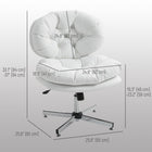 HOMCOM - Chaise de bureau sans accoudoirs avec siège rembourré - Crème-Hauteur d’assise réglable avec vérin à gaz de classe 3, fluide et fiable