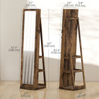 HOMCOM - Armoire à bijoux avec miroir - 15 po L x 15 po l x 63 po H - brun rustique-Fabriqué en panneau MDF, solide et robuste 
